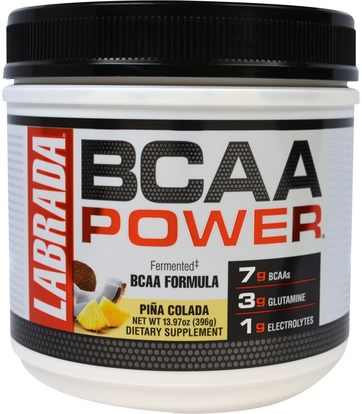 Labrada Nutrition, BCAA Power, Pina Colada, 13.97 oz (396 g) ,المكملات الغذائية، والأحماض الأمينية، بكا (متفرعة سلسلة الأحماض الأمينية)