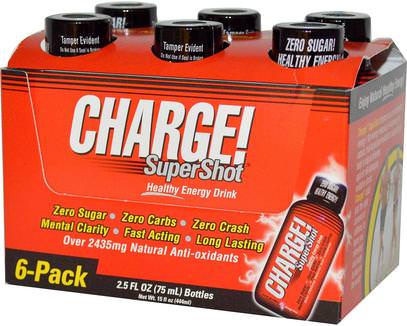 Labrada Nutrition, Charge! Super Shots, 6-Pack, 2.5 fl oz (75 ml) Each ,والمكملات الغذائية، ومضادات الأكسدة، مشروبات الطاقة مزيج