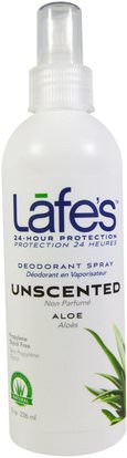 Lafes Natural Body Care, Deodorant Spray, Aloe, Unscented, 8 oz (236 ml) ,حمام، الجمال، مزيل العرق رذاذ، قدم الرعاية القدم