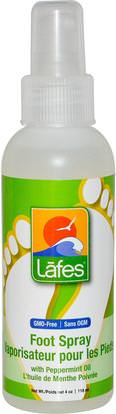 Lafes Natural Body Care, Foot Spray with Peppermint Oil, 4 oz. (118 ml) ,حمام، الجمال، قدم قدم الرعاية
