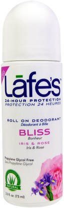 Lafes Natural Body Care, Roll On Deodorant, Bliss, 2.5 oz (73 ml) ,حمام، الجمال، مزيل العرق، لفة-- على مساحيق مزيل العرق