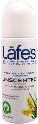 Lafes Natural Body Care, Roll On Deodorant, Unscented, 2.5 oz (73 ml) ,حمام، الجمال، مزيل العرق، لفة-- على مزيل العرق