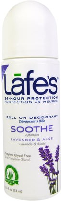 Lafes Natural Body Care, Soothe, Roll On Deodorant, Lavender & Aloe, 2.5 fl oz (73 ml) ,حمام، الجمال، مزيل العرق، لفة على مزيل العرق المرأة