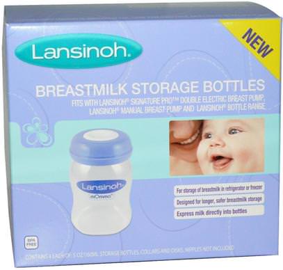 Lansinoh, Breastmilk Storage Bottles, 4 Bottles, 5 oz (160 ml) Each ,صحة الطفل، تغذية الطفل، الرضاعة الطبيعية، أطفال الأطعمة