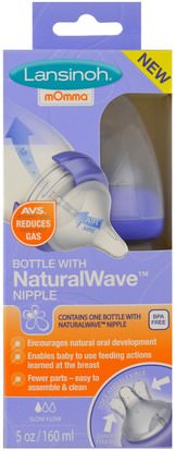 Lansinoh, Natural Wave Nipple Bottle, Slow Flow, 5 oz (160 ml) ,صحة الطفل، تغذية الطفل