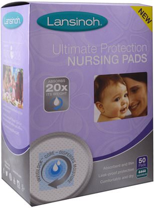 Lansinoh, Ultimate Protection Nursing Pads, Maximum, 50 Pads ,صحة الطفل، تغذية الطفل، الرضاعة الطبيعية، الصحة