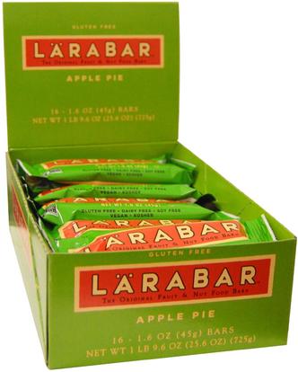 Larabar, Apple Pie, 16 Bars, 1.6 oz (45 g) Per Bar ,لارابار، الطعام، وجبات خفيفة صحية