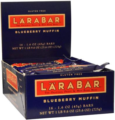 Larabar, Blueberry Muffin, 16 Bars, 1.6 oz (45 g) Each ,لارابار، الطعام، وجبات خفيفة صحية