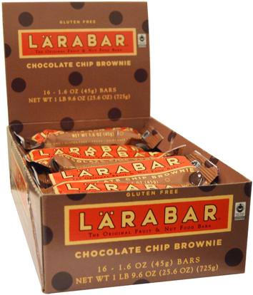 Larabar, Chocolate Chip Brownie, 16 Bars, 1.6 oz (45 g) Each ,لارابار، الطعام، الوجبات الصحية الصحية، الحانات الغذائية