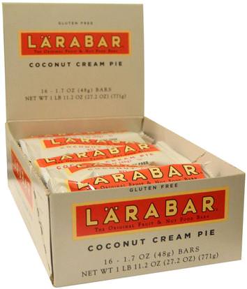 Larabar, Coconut Cream Pie, 16 Bars, 1.7 oz (48 g) Each ,لارابار، الطعام، وجبات خفيفة صحية