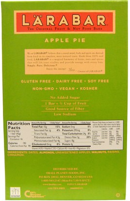 لارابار، الطعام، وجبات خفيفة صحية Larabar, Apple Pie, 16 Bars, 1.6 oz (45 g) Per Bar
