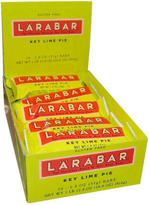 Larabar, Key Lime Pie, 16 Bars, 1.8 oz (51 g) Each ,لارابار، الطعام، وجبات خفيفة صحية