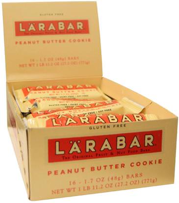 Larabar, Peanut Butter Cookie, 16 Bars, 1.7 oz (48 g) Each ,لارابار، الطعام، وجبات خفيفة صحية