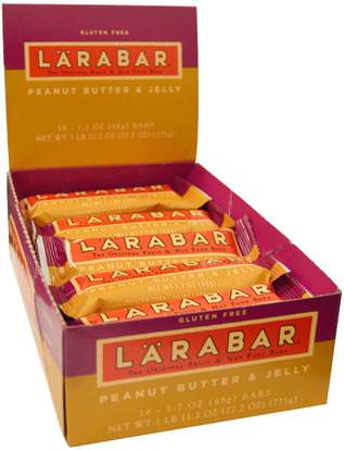 Larabar, Peanut Butter & Jelly, 16 Bars, 1.7 oz (48 g) Each ,لارابار، الطعام، الوجبات الصحية الصحية، الحانات الغذائية