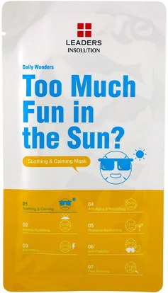 Leaders, Too Much Fun in the Sun?, Soothing & Calming Mask, 1 Mask, 0.84 fl oz (25 ml) ,الجمال، أقنعة الوجه، أقنعة ورقة