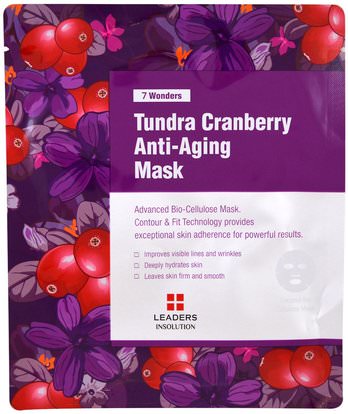 Leaders, Tundra Cranberry Anti-Aging Mask, 1 Mask ,الجمال، أقنعة الوجه، أقنعة ورقة