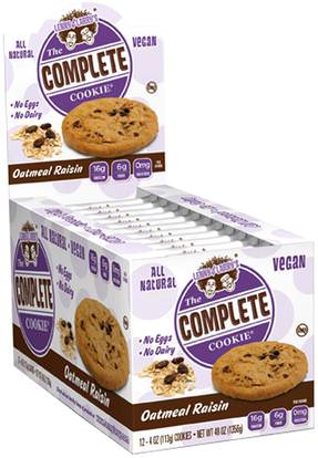 Lenny & Larrys, The Complete Cookie, Oatmeal Raisin, 12 Cookies, 4 oz (113 g) Each ,والرياضة، والبروتين أشرطة