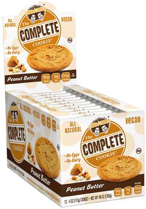 Lenny & Larrys, The Complete Cookie, Peanut Butter, 12 Cookies, 4 oz (113 g) Each ,والرياضة، والبروتين أشرطة