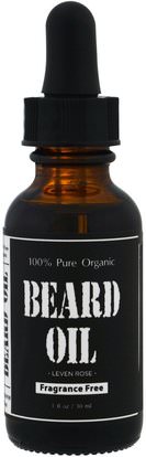 Leven Rose, 100% Pure Organic Beard Oil, Fragrance Free, 1 fl oz (30 ml) ,الصحة، الرجال، الحلاقة