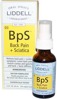 Liddell, BpS, Back Pain + Sciatica, Oral Sprays, 1.0 fl oz (30 ml) ,والمكملات الغذائية، وتخفيف الآلام المثلية