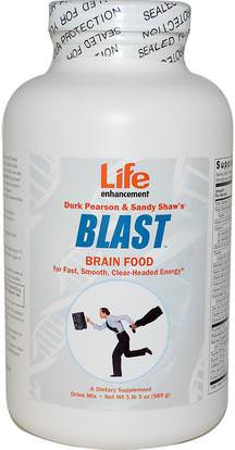 Life Enhancement, Blast Brain Food, 1 lb (589 g) ,والصحة، واضطراب نقص الانتباه، إضافة، أدهد، الدماغ