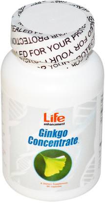 Life Enhancement, Ginkgo Concentrate, 90 Capsules ,الصحة، اضطراب نقص الانتباه، إضافة، أدهد، الدماغ، الأعشاب، الجنكة بيلوبا