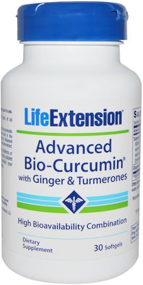 Life Extension, Advanced Bio-Curcumin, with Ginger & Turmerones, 30 Softgels ,المكملات الغذائية، مضادات الأكسدة، الكركمين