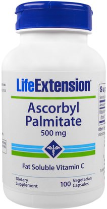 Life Extension, Ascorbyl Palmitate, 500 mg, 100 Veggie Caps ,الفيتامينات، فيتامين ج أسكوربيل بالميتات (ج استر)