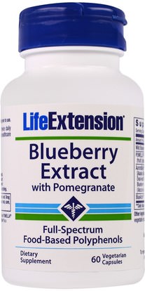 Life Extension, Blueberry Extract with Pomegranate, 60 Veggie Caps ,والمكملات الغذائية، ومضادات الأكسدة، توت