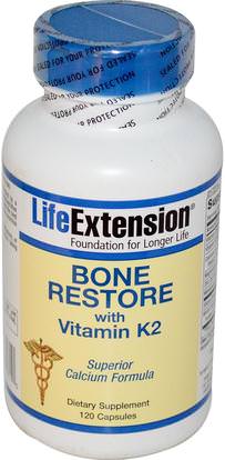 Life Extension, Bone Restore, With Vitamin K2, 120 Capsules ,المكملات الغذائية، والمعادن، والكالسيوم