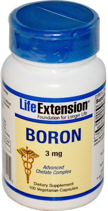 Life Extension, Boron, 3 mg, 100 Veggie Caps ,المكملات الغذائية، والمعادن، البورون