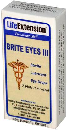 Life Extension, Brite Eyes III, 2 Vials (5 ml each) ,الصحة، العناية بالعيون، العناية بالعيون، منتجات العين مع كارنوزين ل