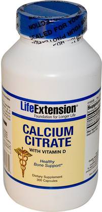 Life Extension, Calcium Citrate, with Vitamin D, 300 Capsules ,المكملات الغذائية، المعادن، سيترات الكالسيوم