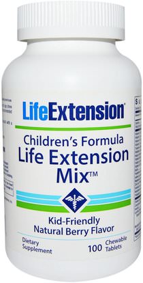 Life Extension, Childrens Formula Life Extension Mix, 100 Chewable Tablets ,الفيتامينات، الفيتامينات المتعددة، الأطفال الفيتامينات