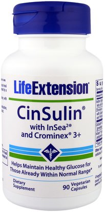 Life Extension, CinSulin With InSea2 & Crominex 3+, 90 Veggie Caps ,الصحة، نسبة السكر في الدم