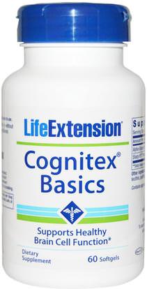 Life Extension, Cognitex Basics, 60 Softgels ,والصحة، واضطراب نقص الانتباه، إضافة، أدهد، الدماغ