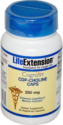 Life Extension, Cognizin, CDP-Choline Caps, 250 mg, 60 Veggie Caps ,الفيتامينات، الكولين، سدب الكولين (سيتي كولين)
