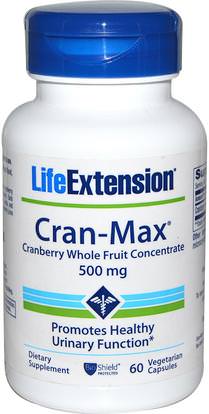 Life Extension, Cran-Max, Cranberry Whole Fruit Concentrate, 500 mg, 60 Veggie Caps ,المكملات الغذائية، مضادات الأكسدة، التوت البري