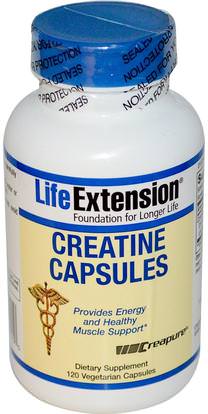 Life Extension, Creatine Capsules, 120 Veggie Caps ,الرياضة، كبسولات الكرياتين، الصحة، الطاقة
