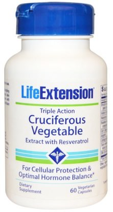 Life Extension, Cruciferous Vegetable, Triple Action, Extract with Resveratrol, 60 Veggie Caps ,الصحة