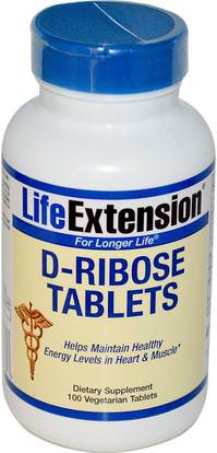 Life Extension, D-Ribose Tablets, 100 Veggie Tabs ,الرياضة، د ريبوز، الطاقة