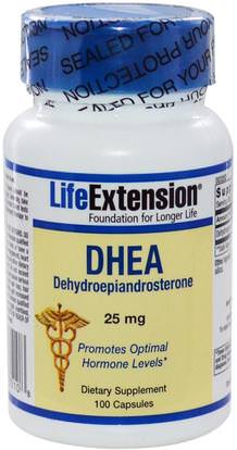 Life Extension, DHEA, 25 mg, 100 Capsules ,المكملات الغذائية، ديا، الصحة