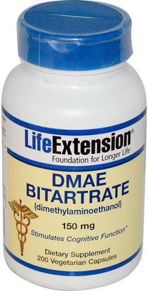 Life Extension, DMAE Bitartrate, 150 mg, 200 Veggie Caps ,المكملات الغذائية، دماي، الصحة