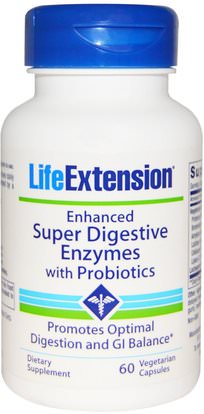 Life Extension, Enhanced Super Digestive Enzymes With Probiotics, 60 Veggie Caps ,والمكملات الغذائية، والإنزيمات الهاضمة
