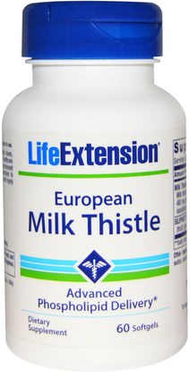 Life Extension, European Milk Thistle, 60 Softgels ,الصحة، السموم، الحليب الشوك (سيليمارين)