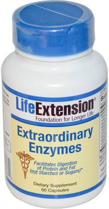 Life Extension, Extraordinary Enzymes, 60 Capsules ,والمكملات الغذائية، والإنزيمات الهاضمة، والصحة