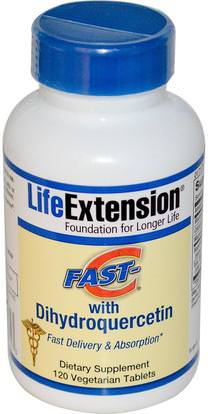 Life Extension, Fast-C with Dihydroquercetin, 120 Veggie Tabs ,الفيتامينات، فيتامين ج