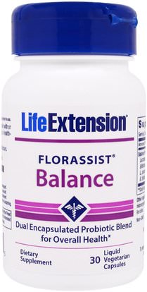 Life Extension, FlorAssist, Balance, 30 Liquid Veggie Caps ,والمكملات الغذائية، البروبيوتيك، استقرت البروبيوتيك، والصحة
