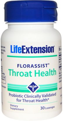 Life Extension, Florassist, Throat Health, 30 Lozenges ,والصحة، والانفلونزا الباردة والفيروسية، ورذاذ الرعاية الحلق