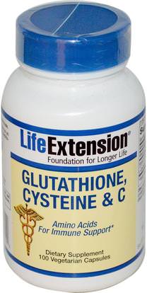 Life Extension, Glutathione, Cysteine & C, 100 Veggie Caps ,المكملات الغذائية، ل غلوتاثيون، الأحماض الأمينية